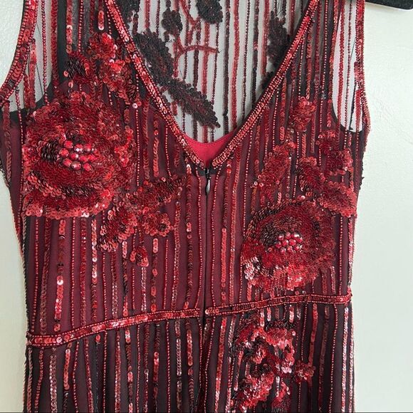 Parker Black Abba Sequin High Low Dress Black Red Size 0 - Picture 12 of 15